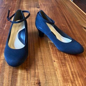 VELIKOKO 3-Way Pumps Fabric Navy NEW, W 4.5 Wide / US Youth 3